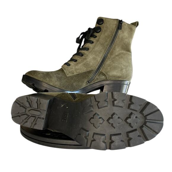 Frye Myra Lug Combat Boots Forest Green Suede Heeled Size 10 Like New - Picture 5 of 6